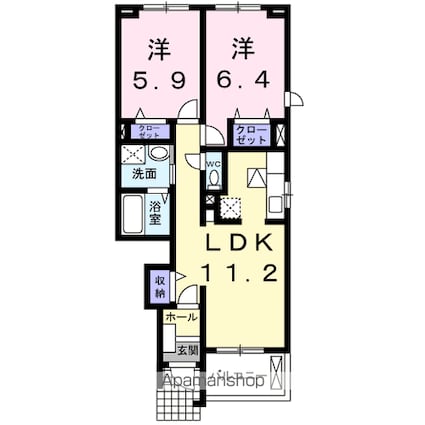 ベル　アンジュＢ[2LDK/55.17m2]の間取図
