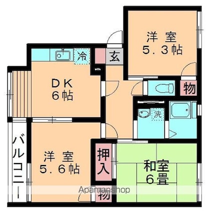 ハイツサンフラワー[3DK/49.83m2]の間取図