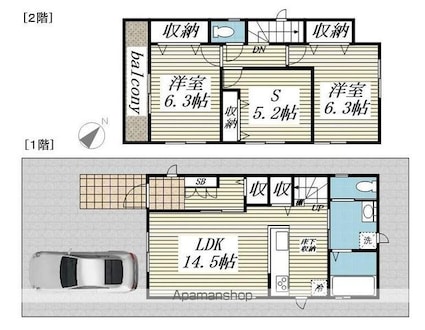 Ｓｕｍａｉ－ｔｏ船橋市三咲０１[2SLDK/81.77m2]の間取図