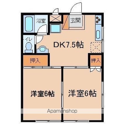 ＫＭハイツ[2DK/39.74m2]の間取図