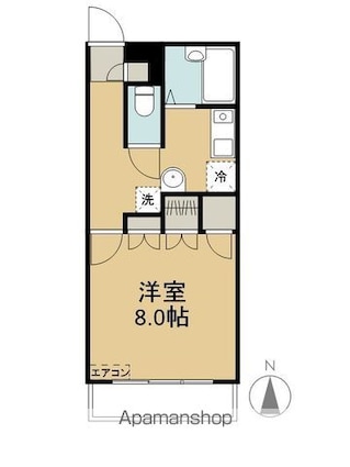 プリムローゼ青木島[1K/28.4m2]の間取図