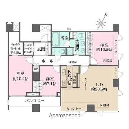 番町パークハウス[3LDK/133.68m2]の間取図