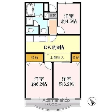 アメニティ芦田第３マンション[3DK/55.94m2]の間取図