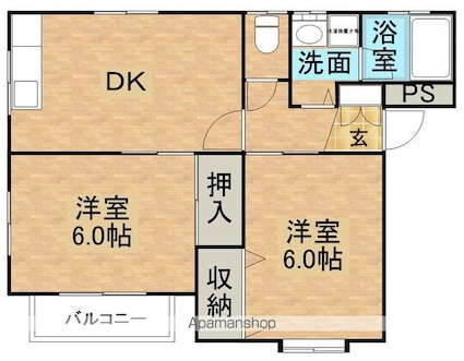福田ハイツ[2DK/45.54m2]の間取図