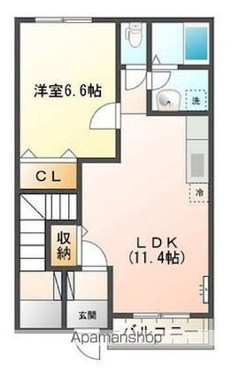 ボンヌールパンションⅠ[1LDK/44.95m2]の間取図