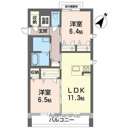 フォーブール馬場町[2LDK/61.6m2]の間取図