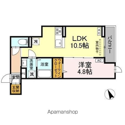 セレスティア柴又[1LDK/37.61m2]の間取図