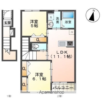 Ｑｕｉｌｌ[2LDK/54.88m2]の間取図