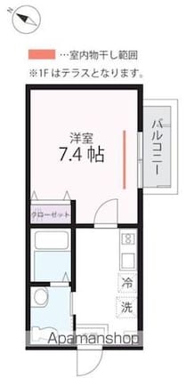 ハーミットクラブハウス浅間台Ｂ[1K/24.47m2]の間取図