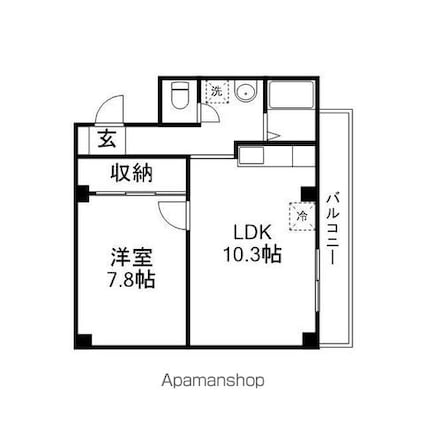 旭ビル[1LDK/43.88m2]の間取図
