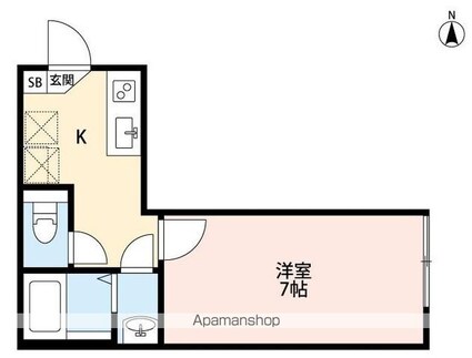 東京都立川市羽衣町２丁目[1K/23.14m2]の間取図