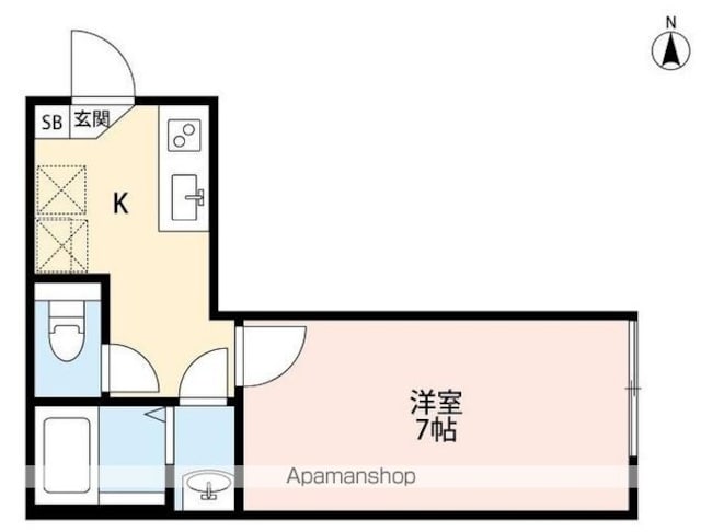 東京都立川市羽衣町２丁目[1K/23.14m2]の間取図
