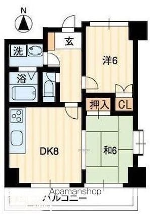 香川県高松市伏石町[2DK/50.45m2]の間取図
