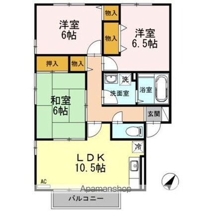 ソレイユ宮浦[3LDK/68.45m2]の間取図