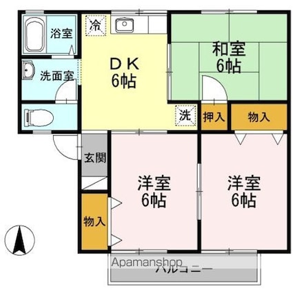 セジュール花尻　Ａ棟[3DK/52.99m2]の間取図