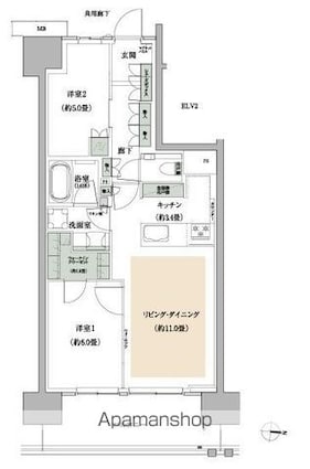 ザ・パークハウス亀戸九丁目[2LDK/60.18m2]の間取図