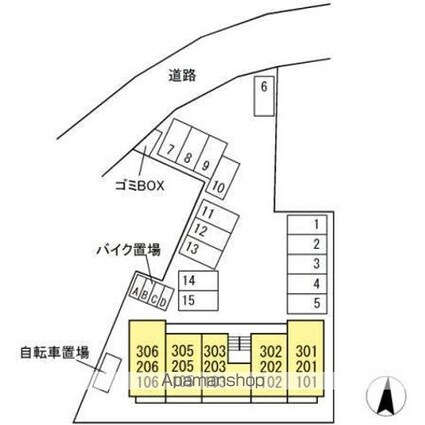 カーサ・ディ・ピーノ[1LDK/42m2]の配置図