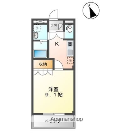 サンフィット　フジマンＢ棟[1K/30.96m2]の間取図