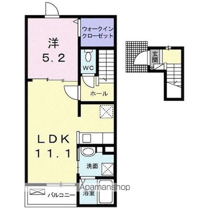 エクロール国分寺Ａ[1LDK/43.47m2]の間取図