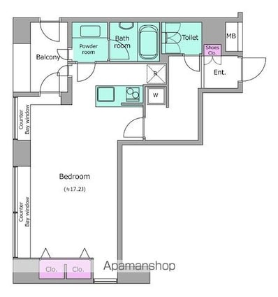 レジディアタワー麻布十番[1R/44.26m2]の間取図