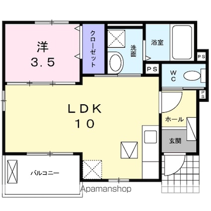 コリーヌメゾンＤ[1LDK/34.08m2]の間取図