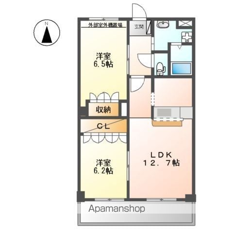 【岐阜市東鶉のアパートの間取り】