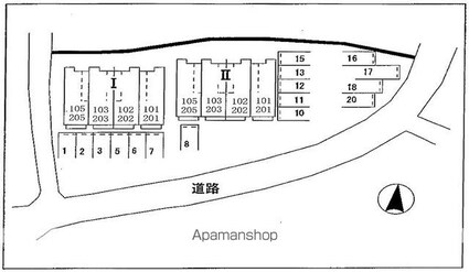 カサデプラシードⅠ[1K/33.15m2]の配置図