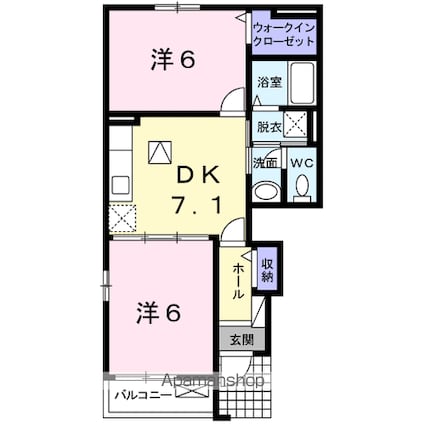 ライツ　シュティルＢ[2DK/45.39m2]の間取図