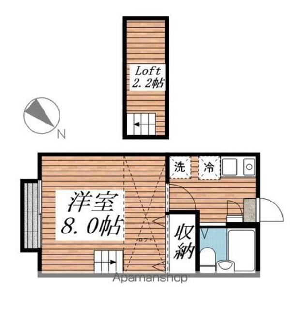 千原ツイン　Ｂ棟[1K/21m2]の間取図