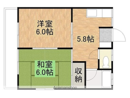 那須塩原コーポ[2K/32.48m2]の間取図