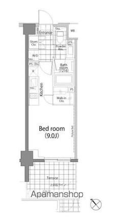 パークハビオ中目黒[1R/25.1m2]の間取図