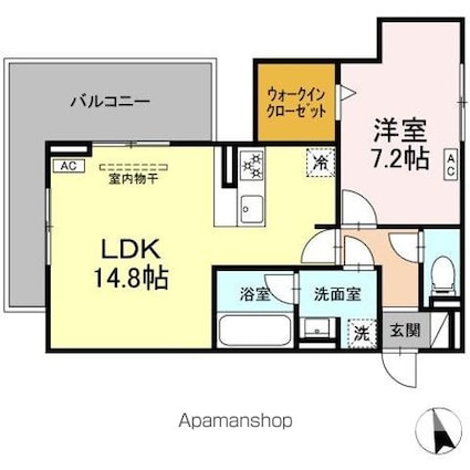 セレスティア長良　ウエスト[1LDK/52.24m2]の間取図