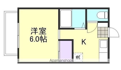 岡山県倉敷市中庄[1K/23.2m2]の間取図