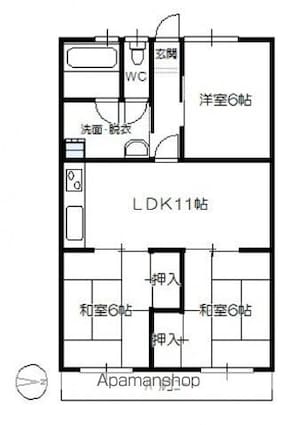 広島県広島市佐伯区五日市７丁目[3LDK/58.69m2]の間取図