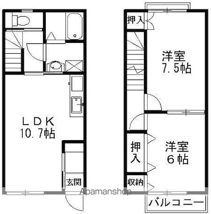 クレールなかせ[2LDK/59.6m2]の間取図