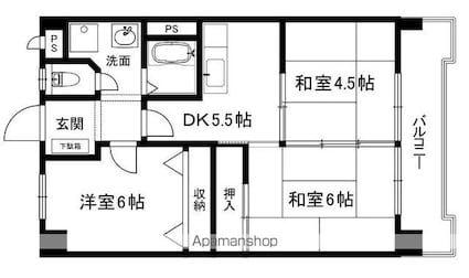 ウイング２１[3K/50m2]の間取図