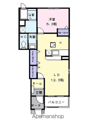 フラット・ハイム　Ｄ[1LDK/46.49m2]の間取図