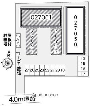 レオパレスパルＴＫ　ＰａｒｔⅡ[1K/26.08m2]の配置図