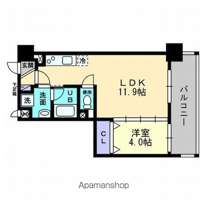 アーバン道後今市[1LDK/36.43m2]の間取図