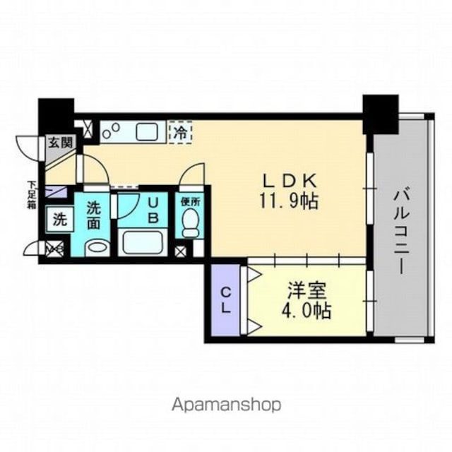 アーバン道後今市[1LDK/36.43m2]の間取図