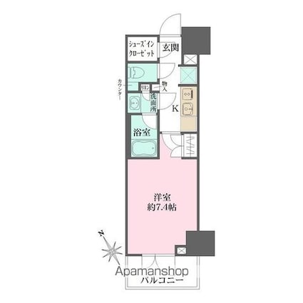 ルフォンプログレ四谷[1K/25.08m2]の間取図
