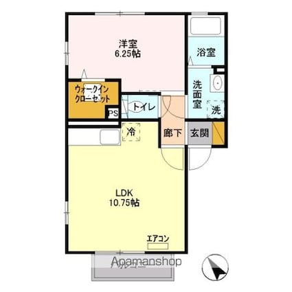 エル・ヴィエント[1LDK/40.43m2]の間取図