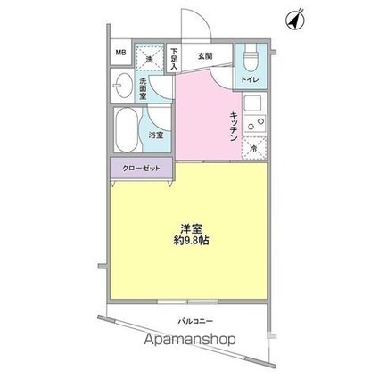 スリーアップ若林１・２９[1K/31.11m2]の間取図