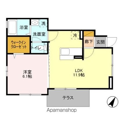 ウィット太子堂[1LDK/41.24m2]の間取図