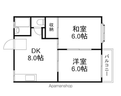 ソレイユ[2DK/39.74m2]の間取図