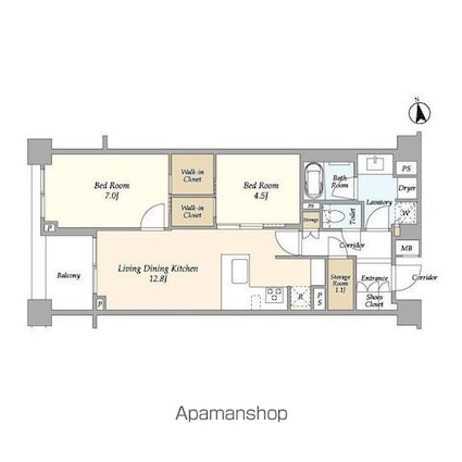 ブランズ牛込柳町[2LDK/61.41m2]の間取図