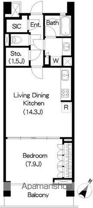 Ｂｒｉｌｌｉａ　ｉｓｔ　三軒茶屋　ブラッサムテラス[1SLDK/55.89m2]の間取図