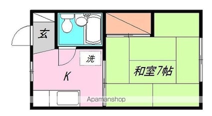 忍草ハイツ[1K/24.75m2]の間取図