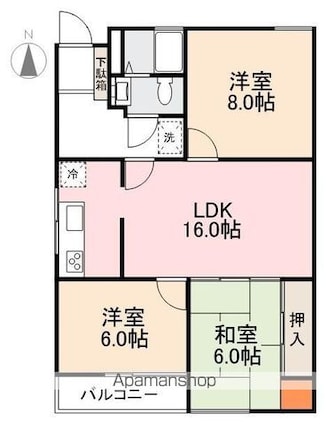 番町ブリックガーデン京都[3LDK/75.45m2]の間取図