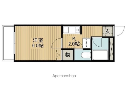 サンベルクイマイ[1K/21.51m2]の間取図